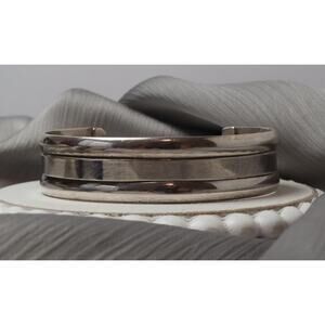 Vintage Sterling Silver 3 Layers Cuff Bracelet 35.3G / 7 In